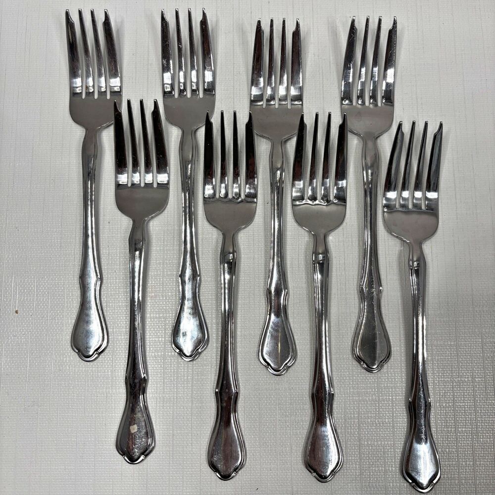 Set of 8 Pfaltzgraff BRIARWOOD Salad Forks Stainless Flatware 6 3/4"